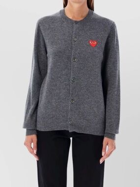Comme des Garcons PLAY Grey Cardigan with Red Heart Patch